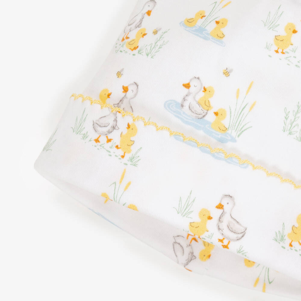 Kissy Kissy-Шапочка белая из хлопка пима с утками для малышей | Childrensalon