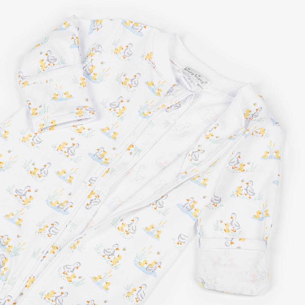 Kissy Kissy-Комбинезон белый из хлопка пима с утятами | Childrensalon