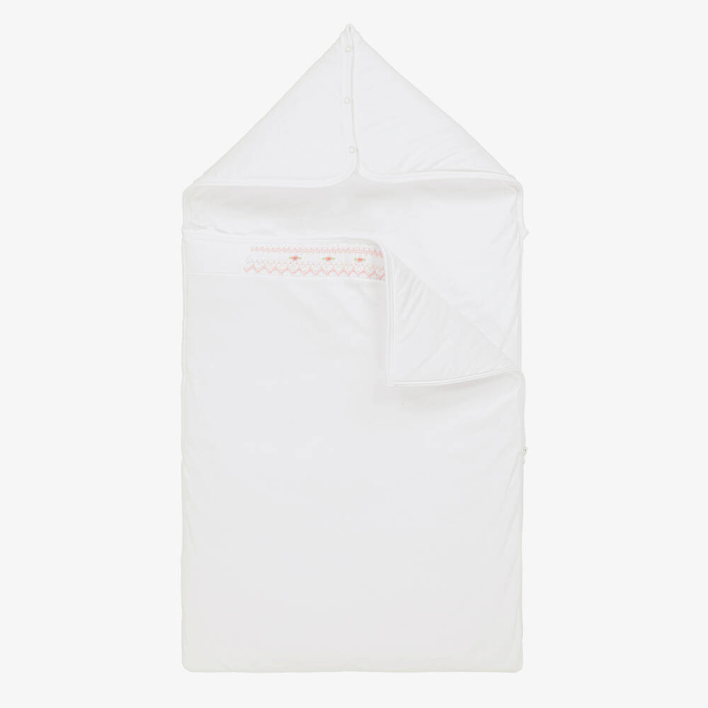 Kissy Kissy-White Pima Cotton Fall Bishop Nest (78cm) | Childrensalon