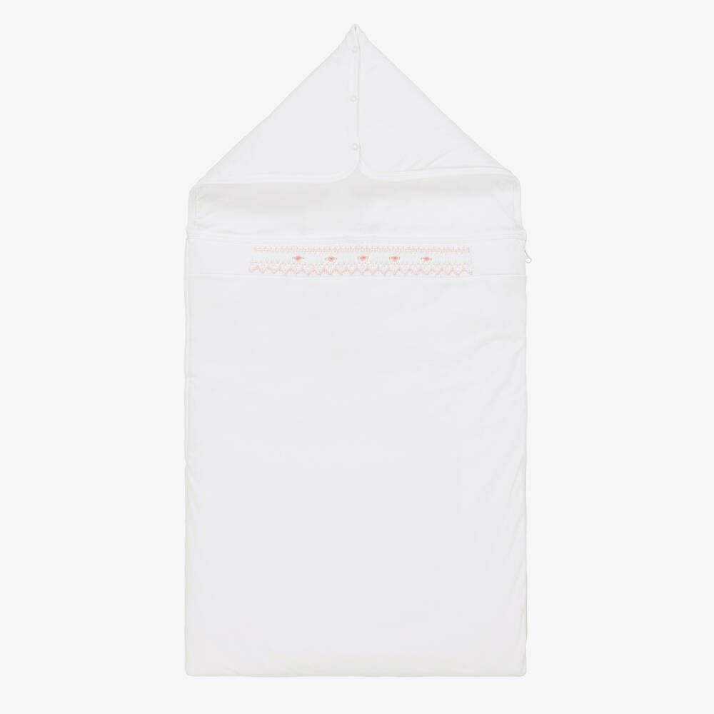 Kissy Kissy-White Pima Cotton Fall Bishop Nest (78cm) | Childrensalon