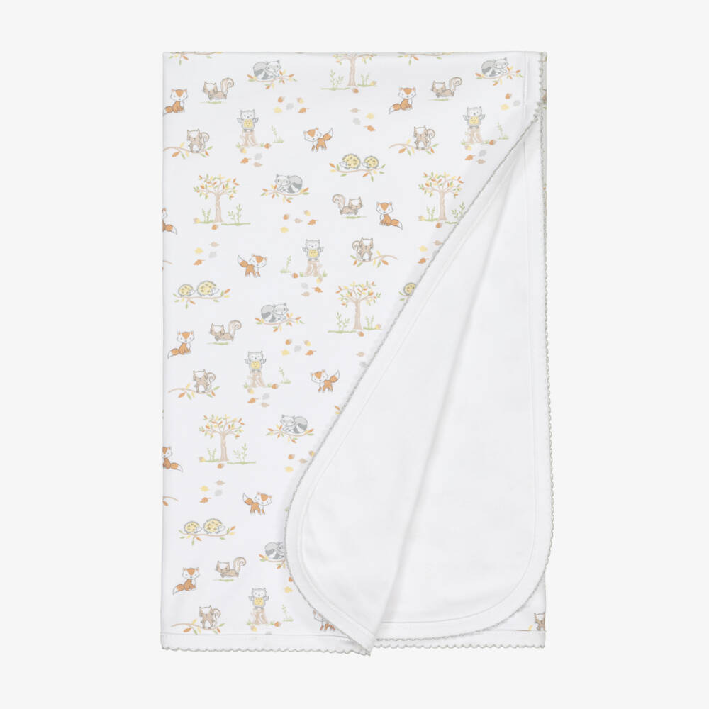 Kissy Kissy-White Pima Cotton Fox Blanket | Childrensalon