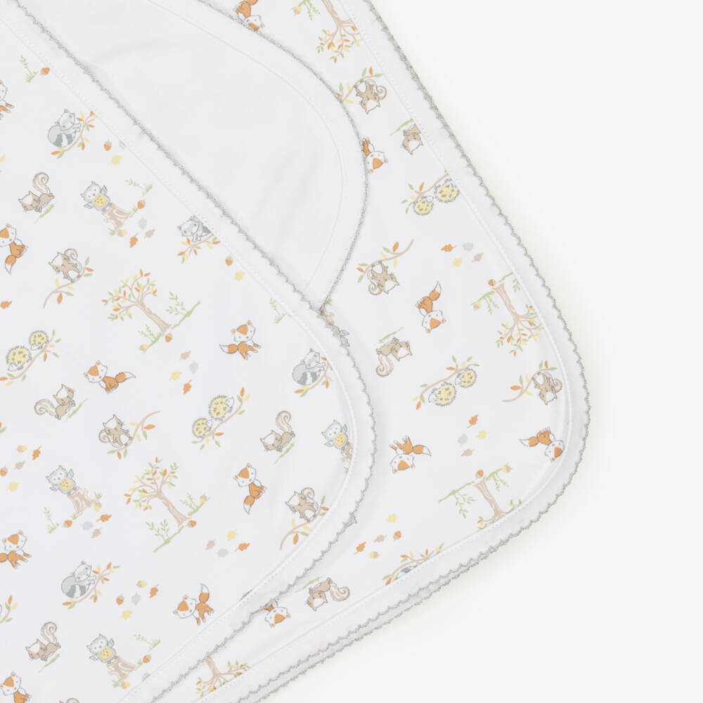 Kissy Kissy-White Pima Cotton Fox Blanket | Childrensalon