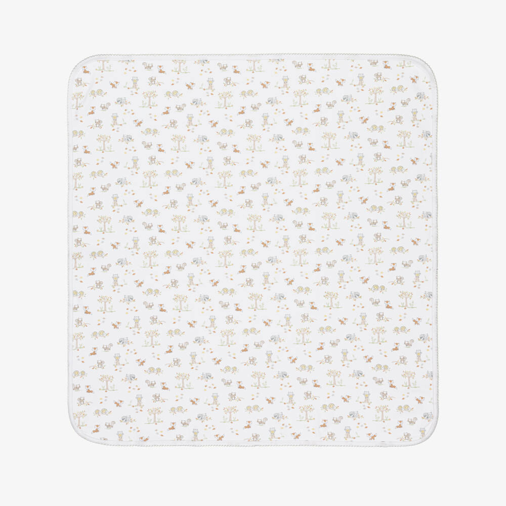 Kissy Kissy-White Pima Cotton Fox Blanket | Childrensalon