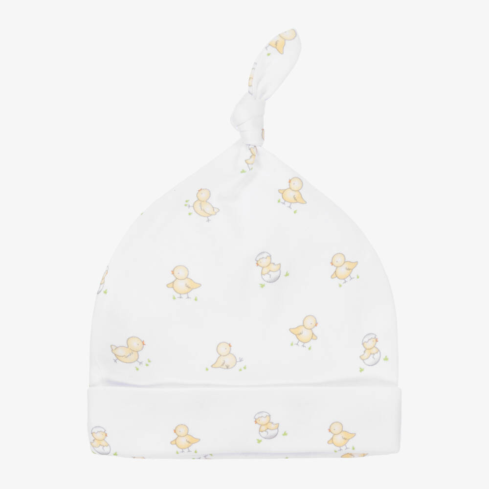Kissy Kissy-White Pima Cotton Hatchlings Print Baby Hat | Childrensalon