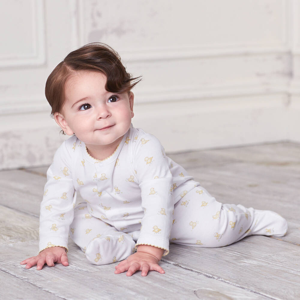 Kissy Kissy-أفرول بيبي غرو قطن بيما لون أبيض للأطفال | Childrensalon