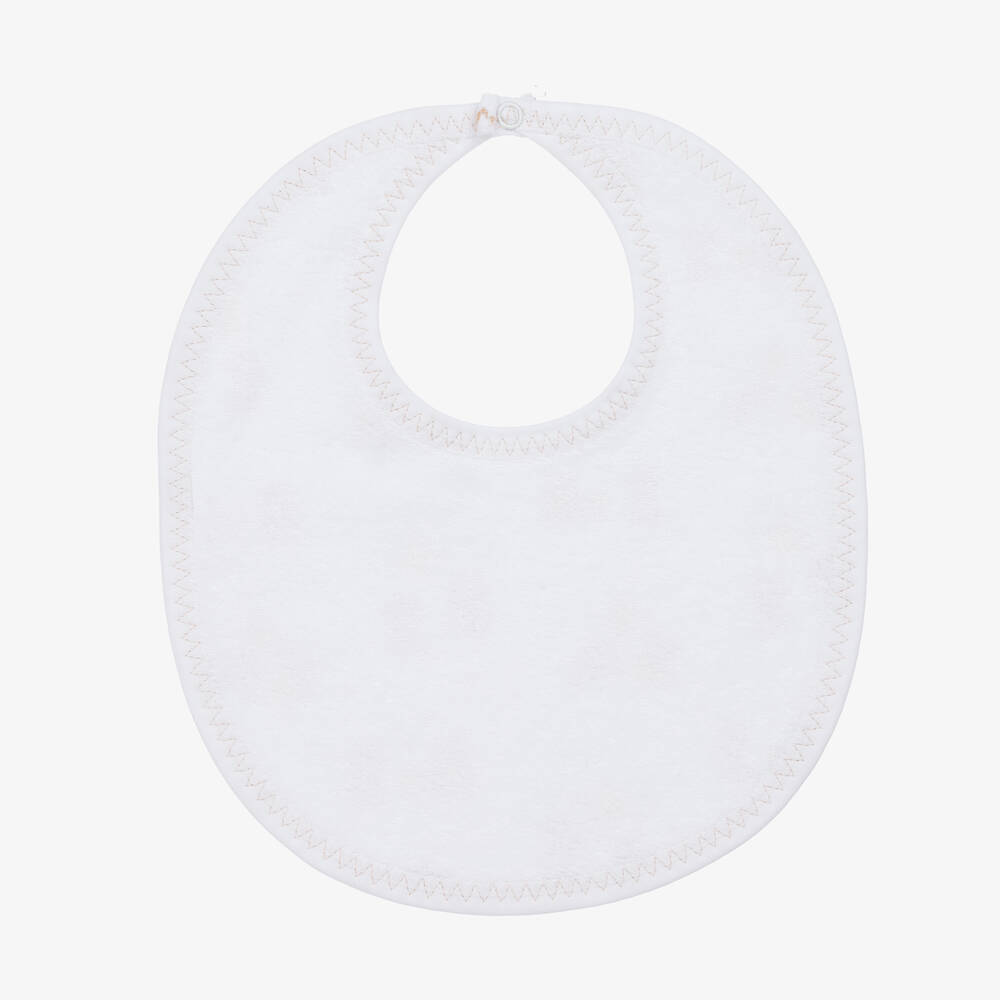 Kissy Kissy-White Pima Cotton Honey Bear Cubs Bib | Childrensalon