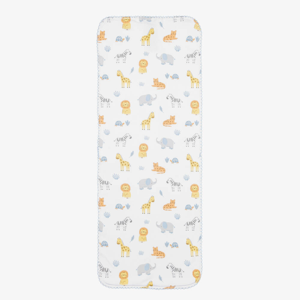 Kissy Kissy-White Pima Cotton Jungle Hang Out Burp Cloth (49cm) | Childrensalon