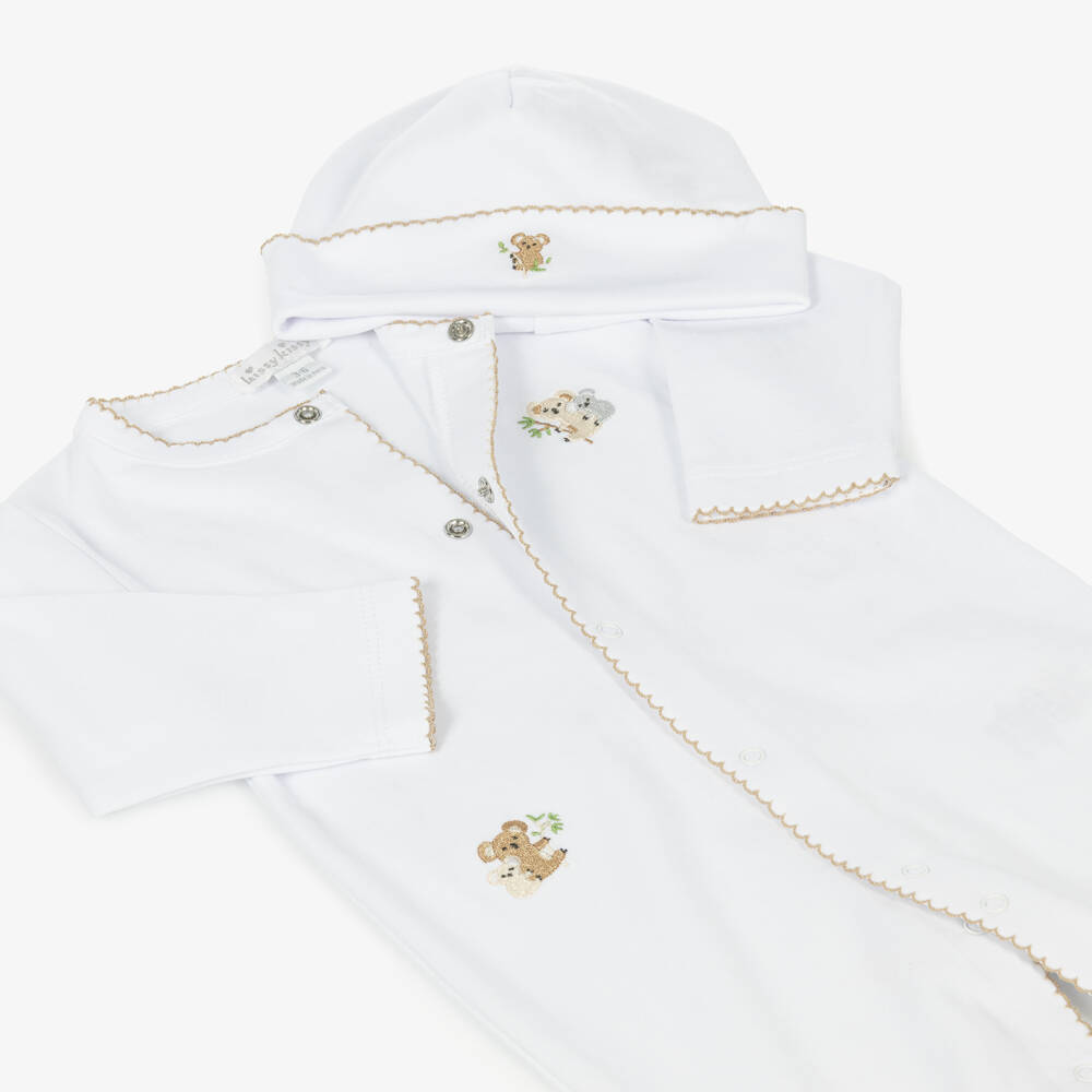Kissy Kissy-White Pima Cotton Koala Pals Babysuit Set | Childrensalon