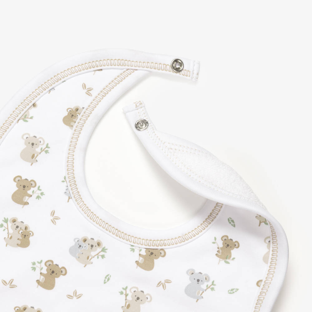 Kissy Kissy-White Pima Cotton Koala Pals Bib | Childrensalon