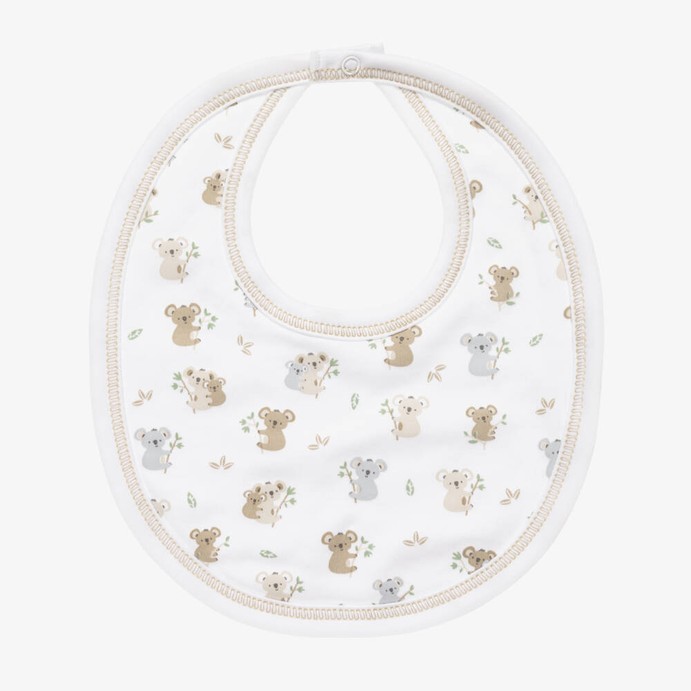 Kissy Kissy-White Pima Cotton Koala Pals Bib | Childrensalon
