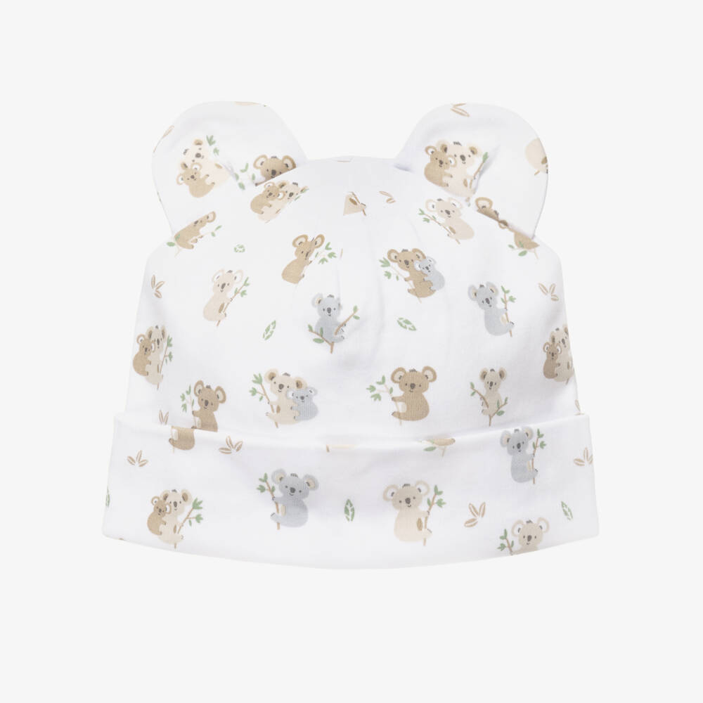 Kissy Kissy-White Pima Cotton Koala Pals Print Hat | Childrensalon