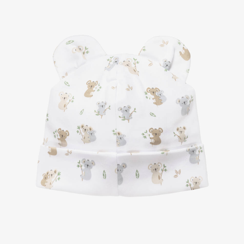 Kissy Kissy-White Pima Cotton Koala Pals Print Hat | Childrensalon