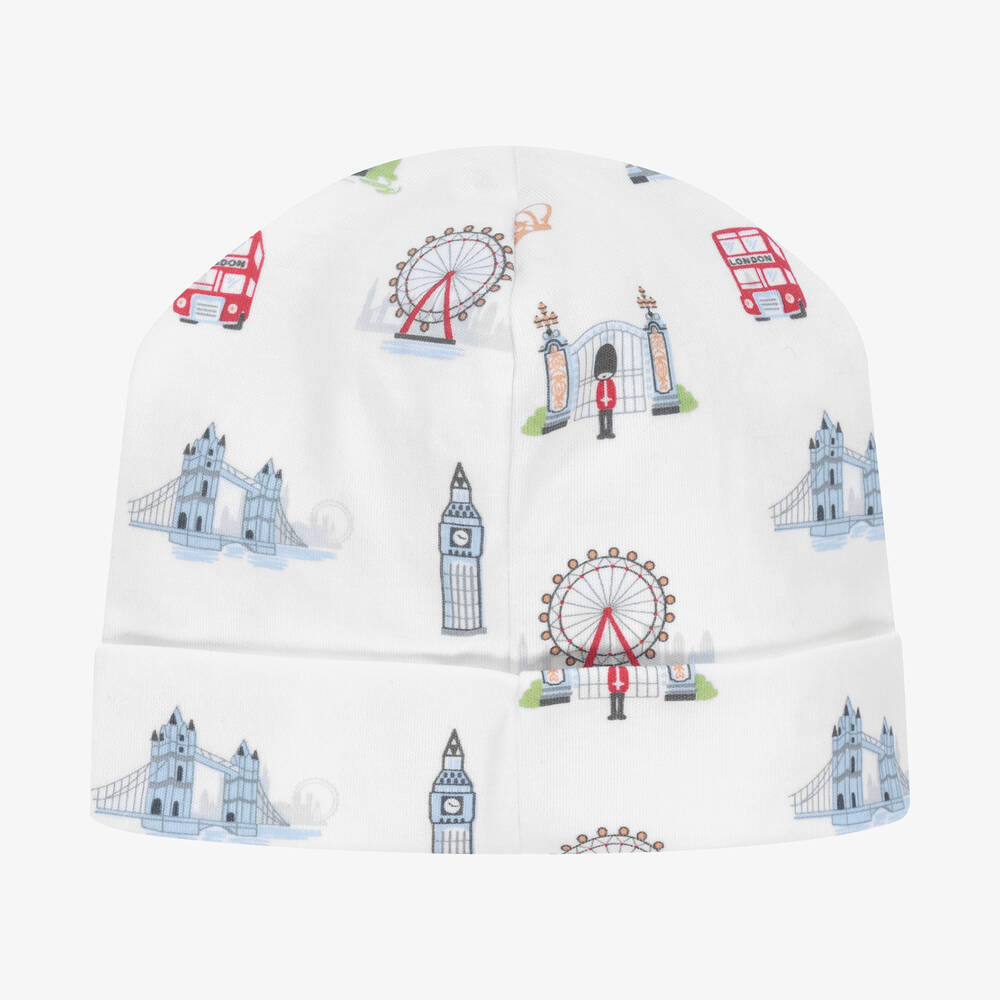 Kissy Kissy-White Pima Cotton London Getaway Hat | Childrensalon
