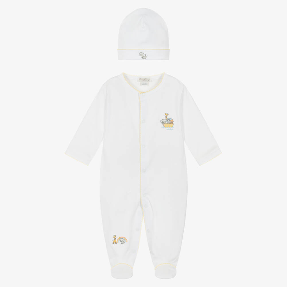 Kissy Kissy-White Pima Cotton Noah's Journey Babysuit Set | Childrensalon