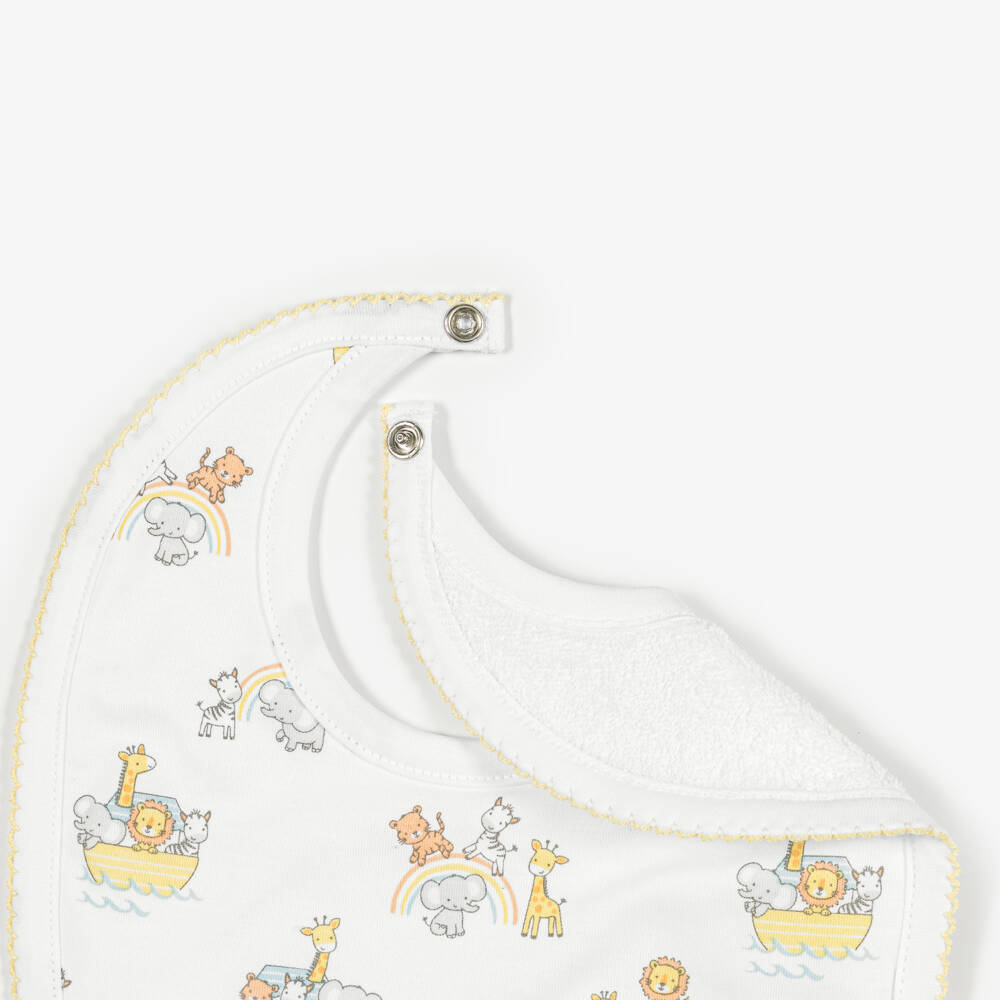 Kissy Kissy-White Pima Cotton Noahs Journey Baby Bib | Childrensalon