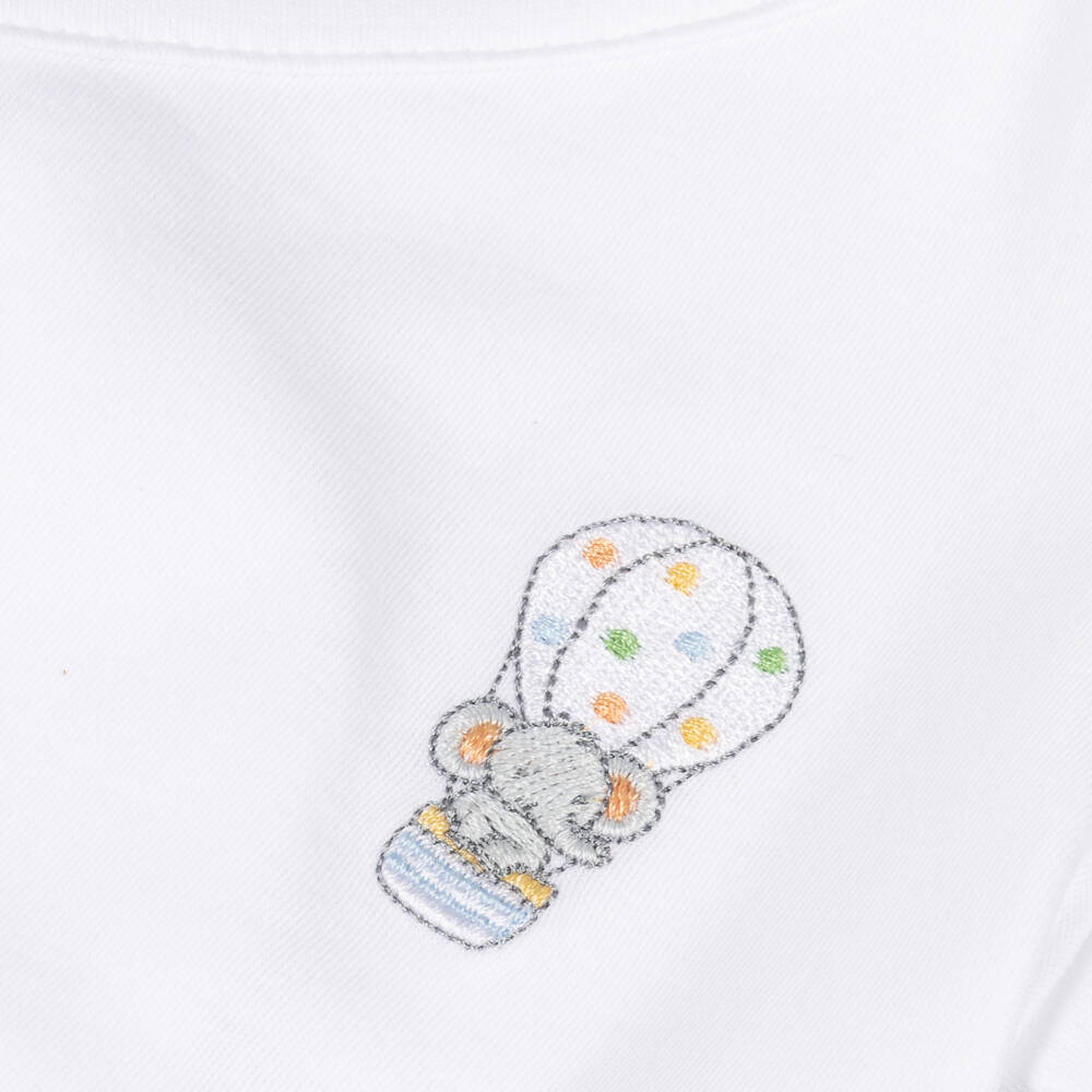 Kissy Kissy-White Pima Cotton Sky-High Adventures 2 Piece Babygrow | Childrensalon