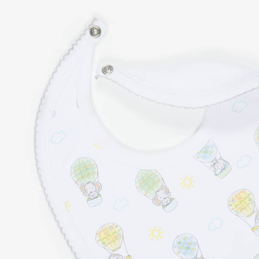 Kissy Kissy-White Pima Cotton Sky-High Adventures Bib | Childrensalon