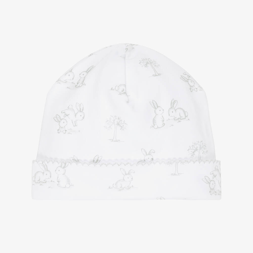 Kissy Kissy-White Pima Cotton Springtime Bunny Fun Baby Hat | Childrensalon
