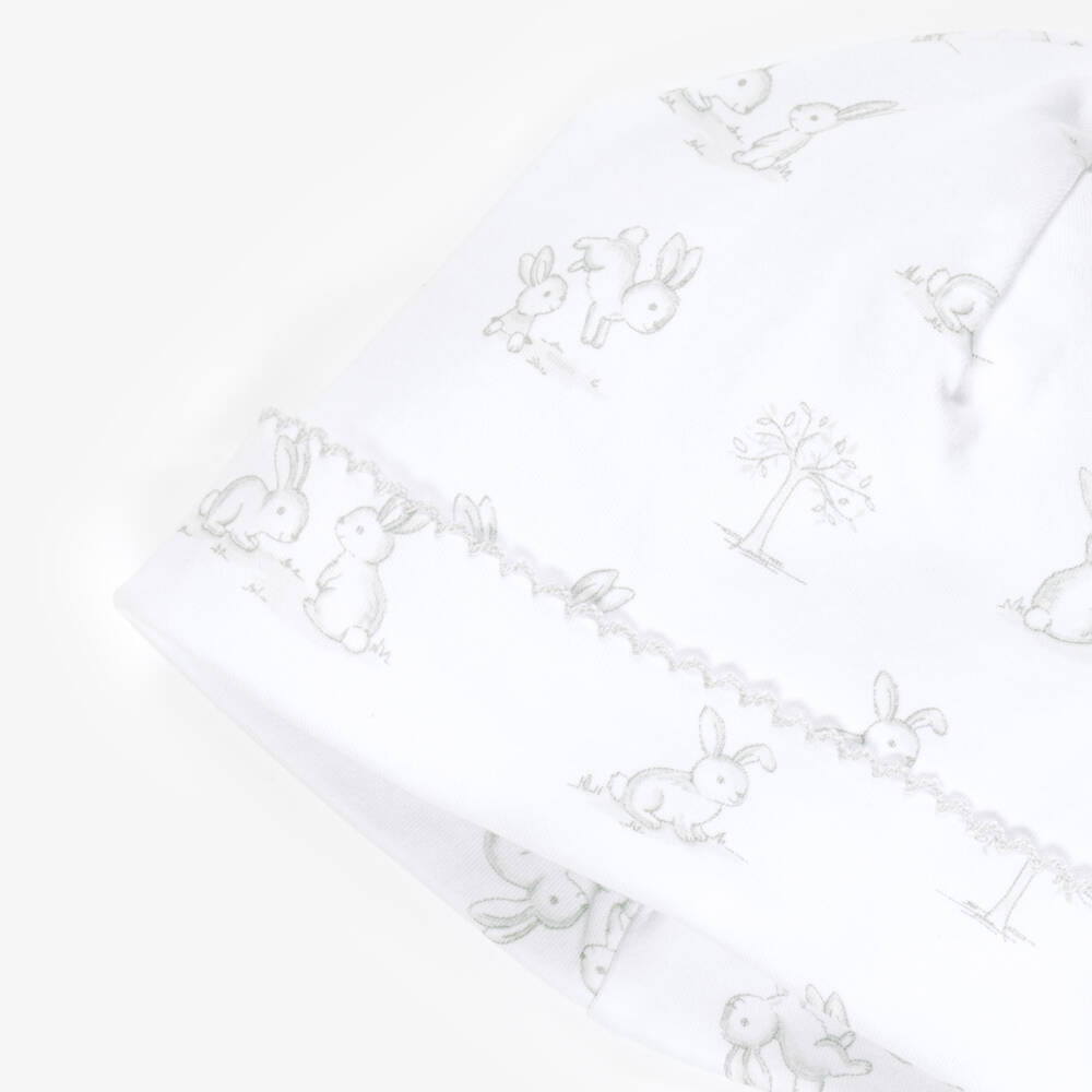 Kissy Kissy-White Pima Cotton Springtime Bunny Fun Baby Hat | Childrensalon