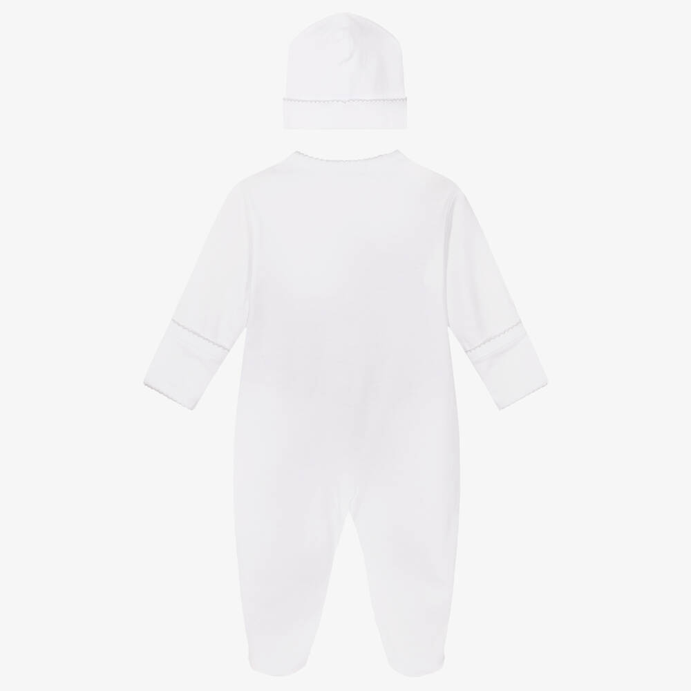 Kissy Kissy-White Pima Cotton Springtime Bunny Fun Babysuit Set | Childrensalon