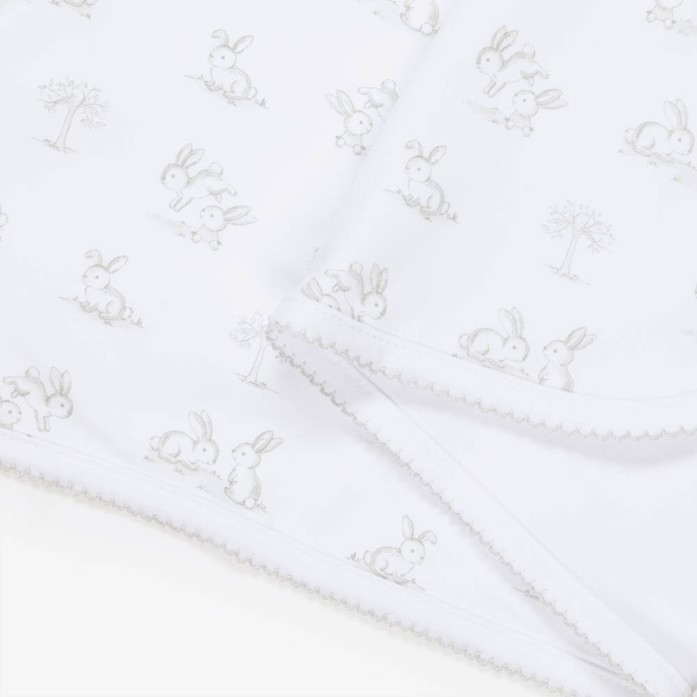 Kissy Kissy-بطانية بيضاء بطبعة أرنب للرضع | Childrensalon