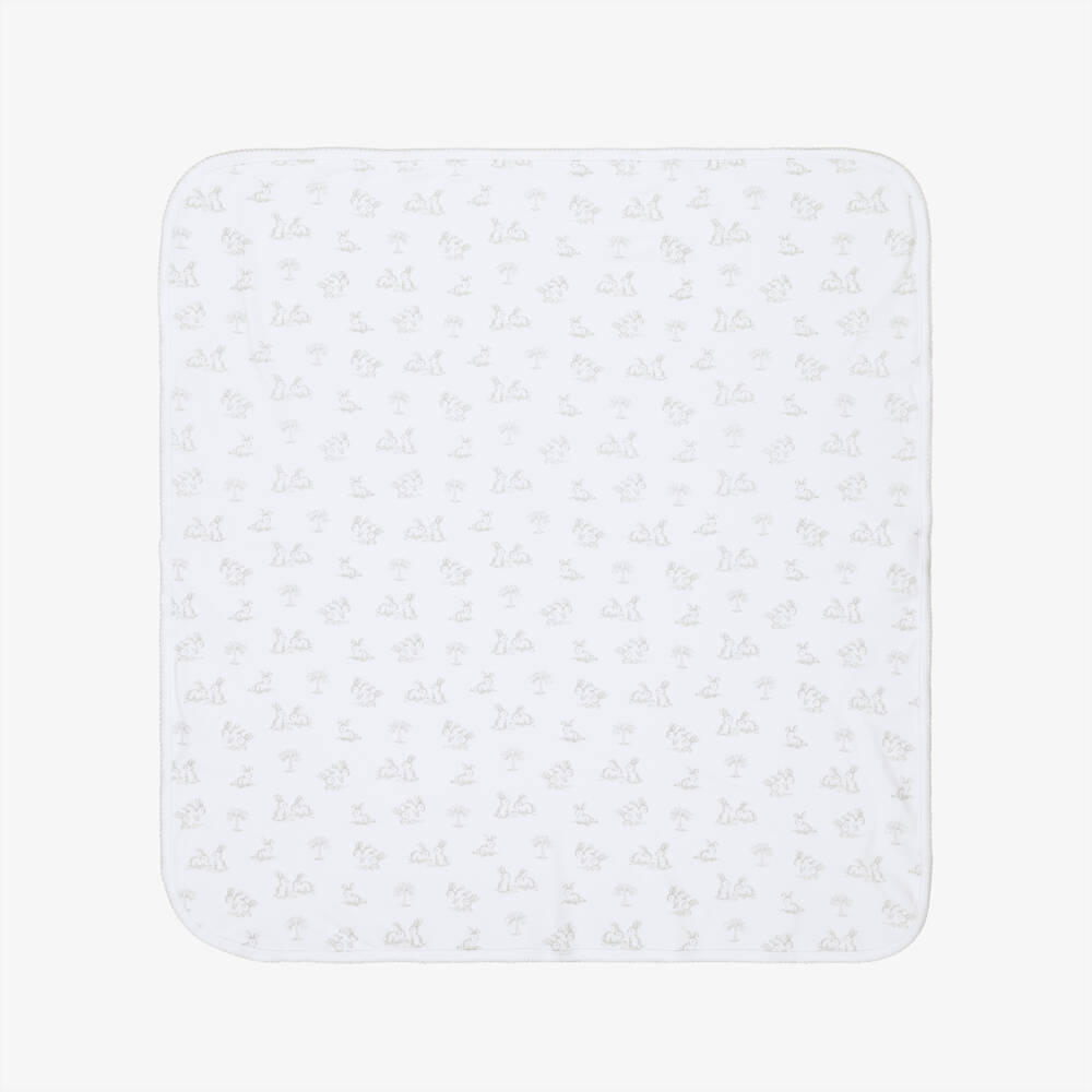 Kissy Kissy-بطانية بيضاء بطبعة أرنب للرضع | Childrensalon