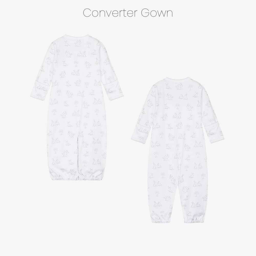 Kissy Kissy-White Pima Cotton Springtime Bunny Fun Converter Gown | Childrensalon