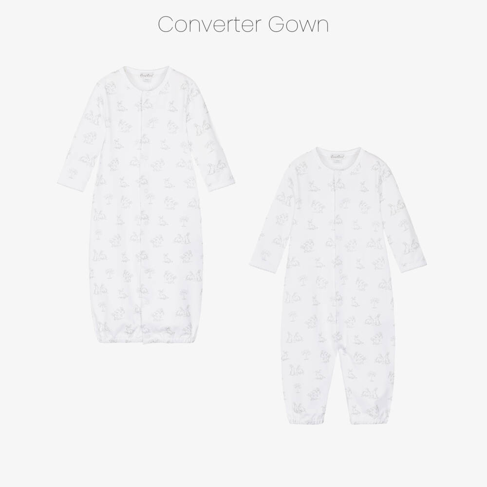 Kissy Kissy-White Pima Cotton Springtime Bunny Fun Converter Gown | Childrensalon