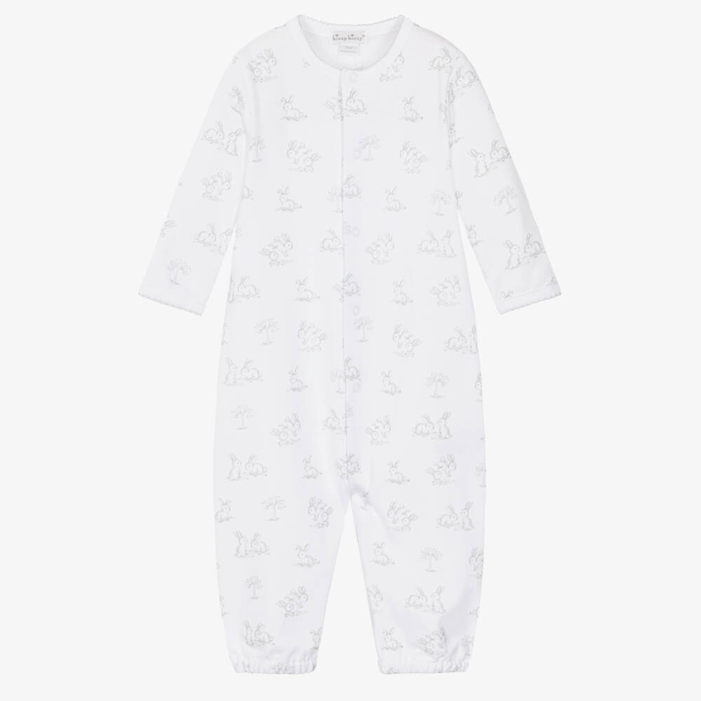 Kissy Kissy-White Pima Cotton Springtime Bunny Fun Converter Gown | Childrensalon