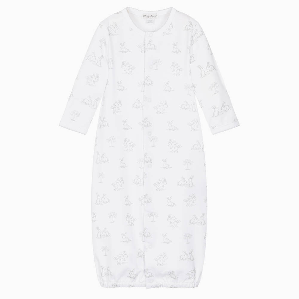 Kissy Kissy-White Pima Cotton Springtime Bunny Fun Converter Gown | Childrensalon