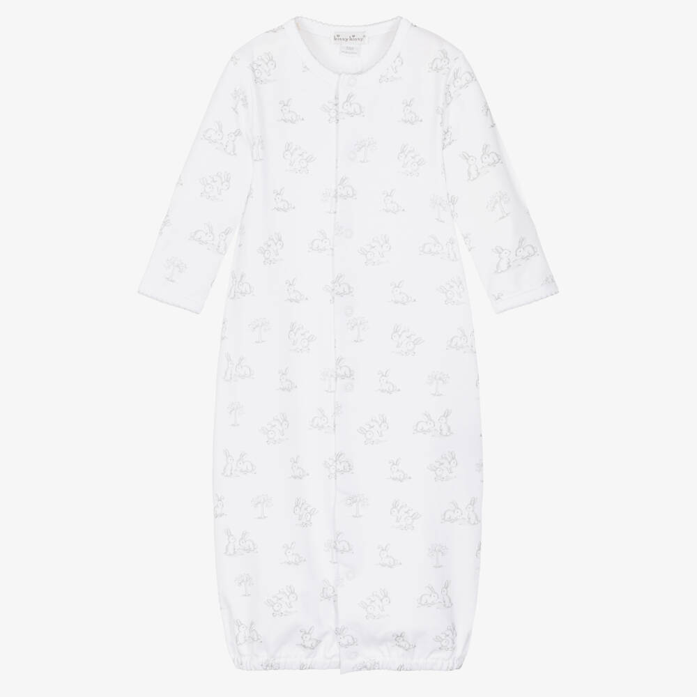 Kissy Kissy-White Pima Cotton Springtime Bunny Fun Converter Gown | Childrensalon