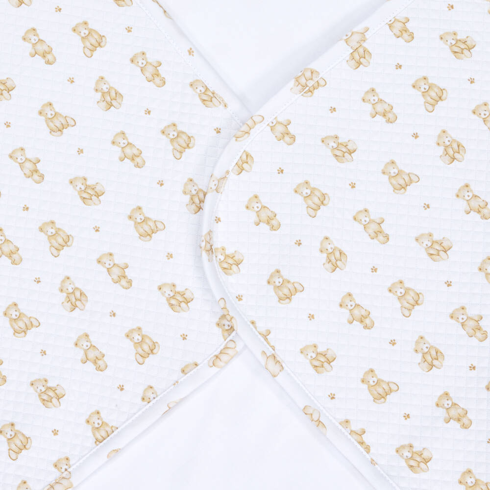 Kissy Kissy-White Pima Cotton Teddy Bear Blanket | Childrensalon