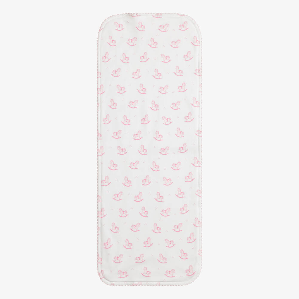 Kissy Kissy-White & Pink Gingham Rockers Pima Cotton Burp Cloth (49cm) | Childrensalon