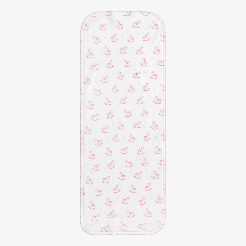 Kissy Kissy-White & Pink Gingham Rockers Pima Cotton Burp Cloth (49cm) | Childrensalon