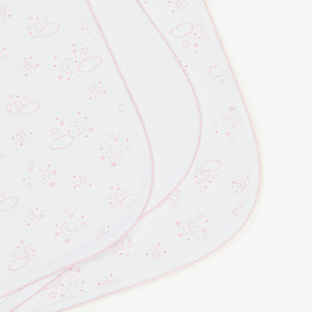 Kissy Kissy-White & Pink Pima Cotton Cheerful Good Night Blanket (73cm) | Childrensalon