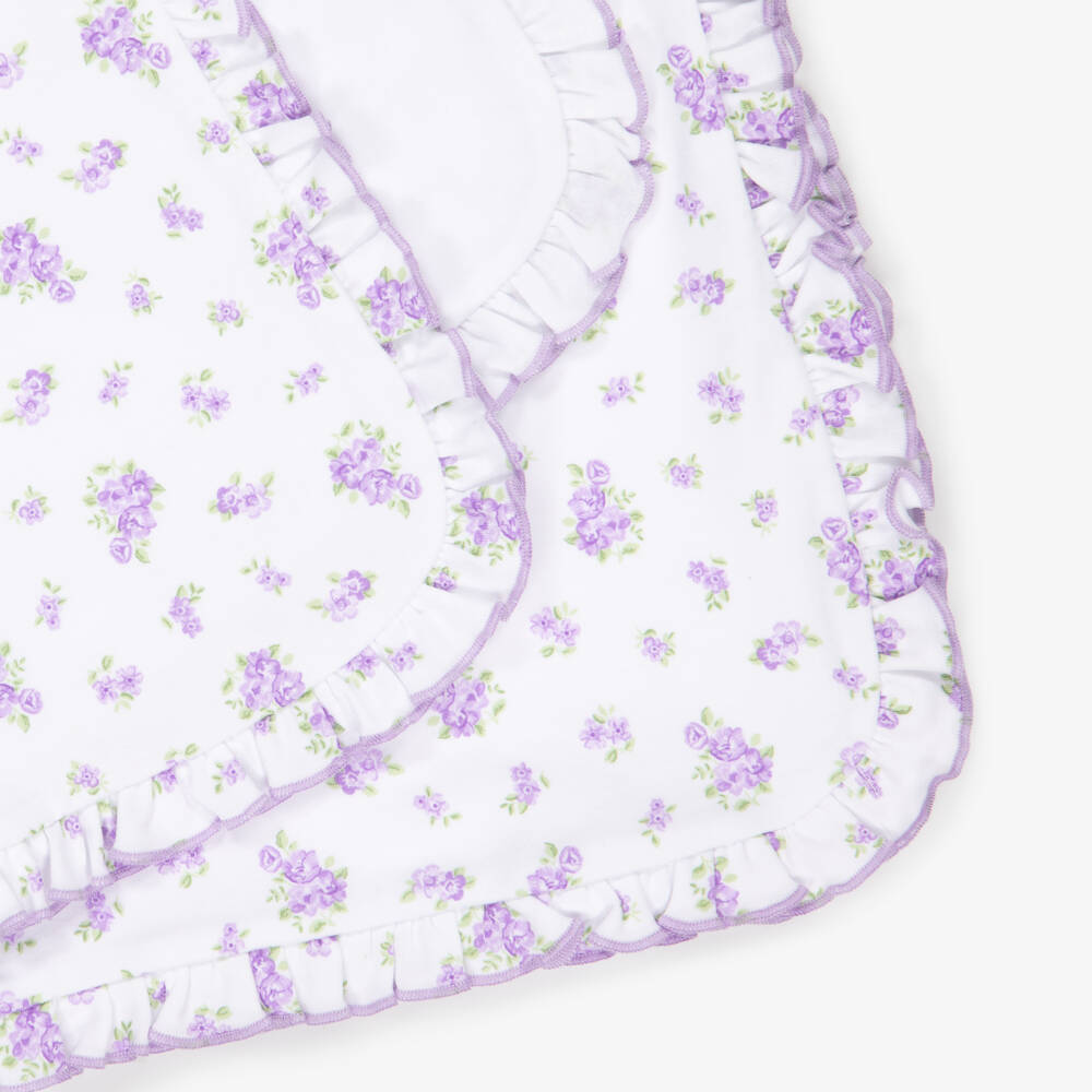 Kissy Kissy-White & Purple Roses and Blooms Pima Cotton Blanket (73cm) | Childrensalon