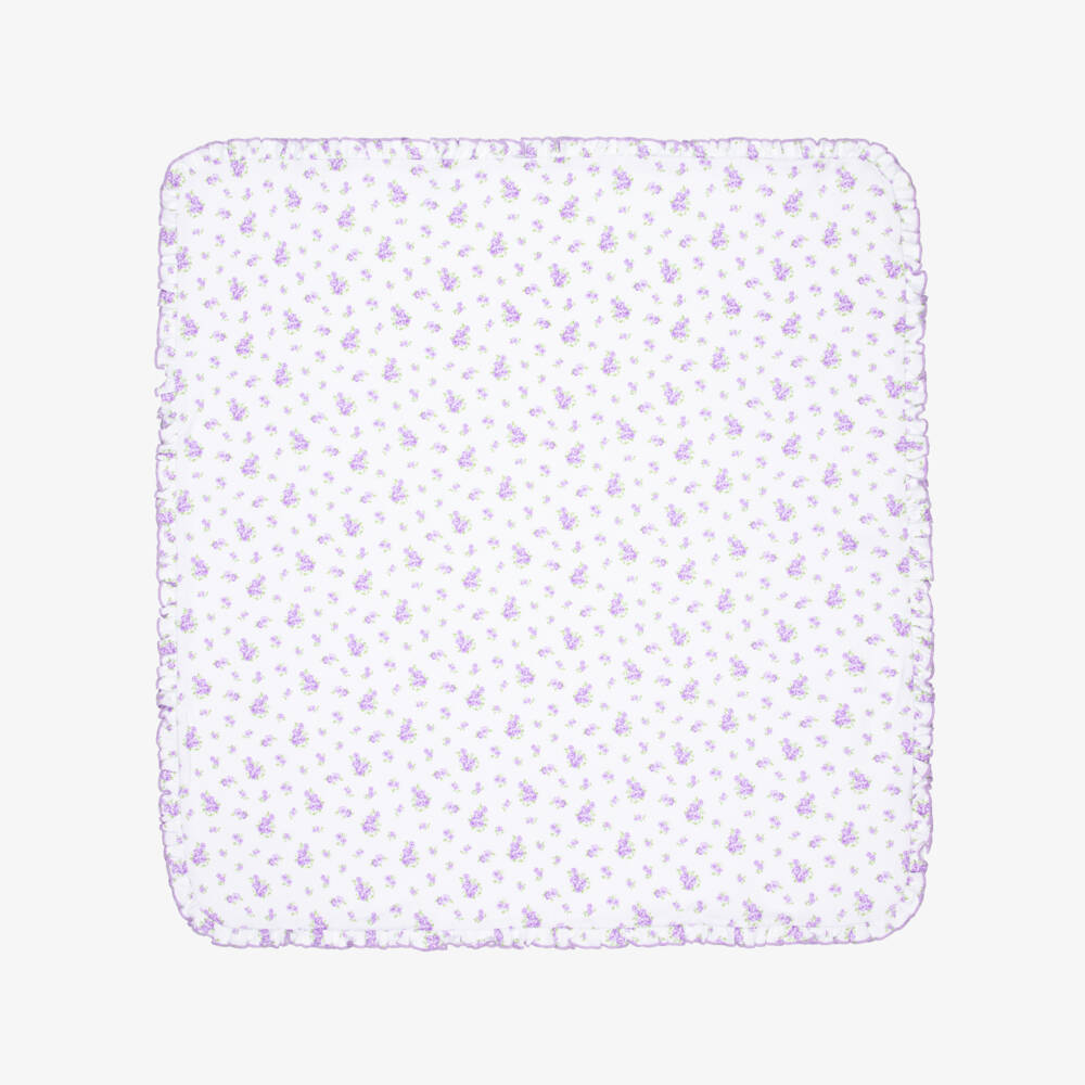 Kissy Kissy-White & Purple Roses and Blooms Pima Cotton Blanket (73cm) | Childrensalon