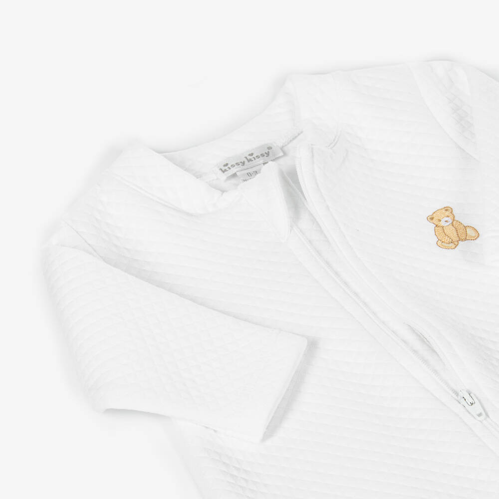 Kissy Kissy-بيجامة أطفال بيضاء مبطنة بدب | Childrensalon