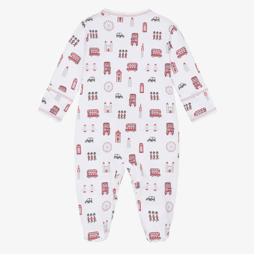 Kissy Kissy-White & Red Lively London Pima Cotton Babygrow | Childrensalon