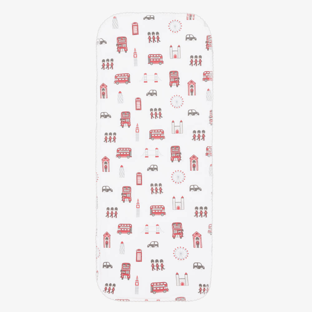 Kissy Kissy-White & Red Lively London Pima Cotton Burp Cloth (48cm) | Childrensalon