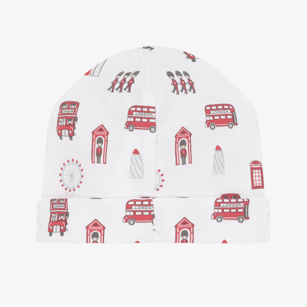 Kissy Kissy-White & Red Lively London Pima Cotton Hat | Childrensalon