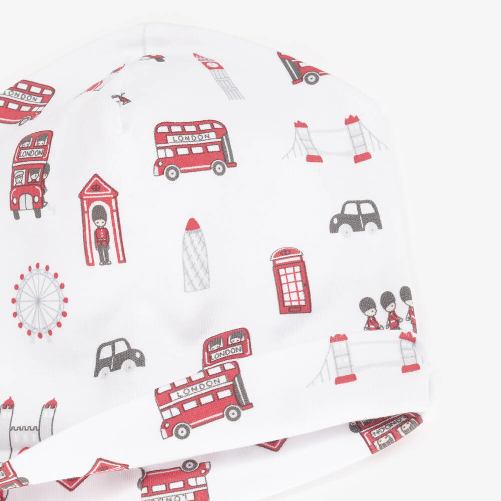 Kissy Kissy-White & Red Lively London Pima Cotton Hat | Childrensalon