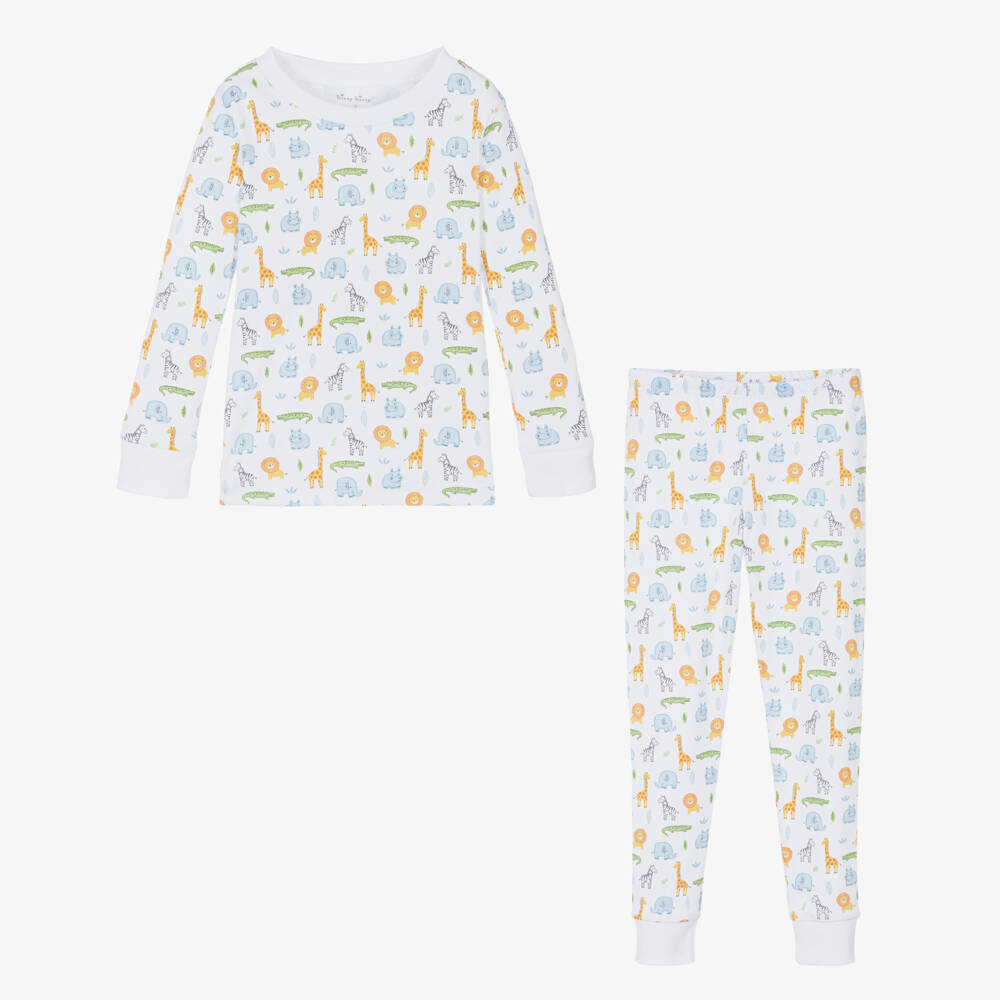Kissy Kissy-White Safari Animal Cotton Pyjamas | Childrensalon