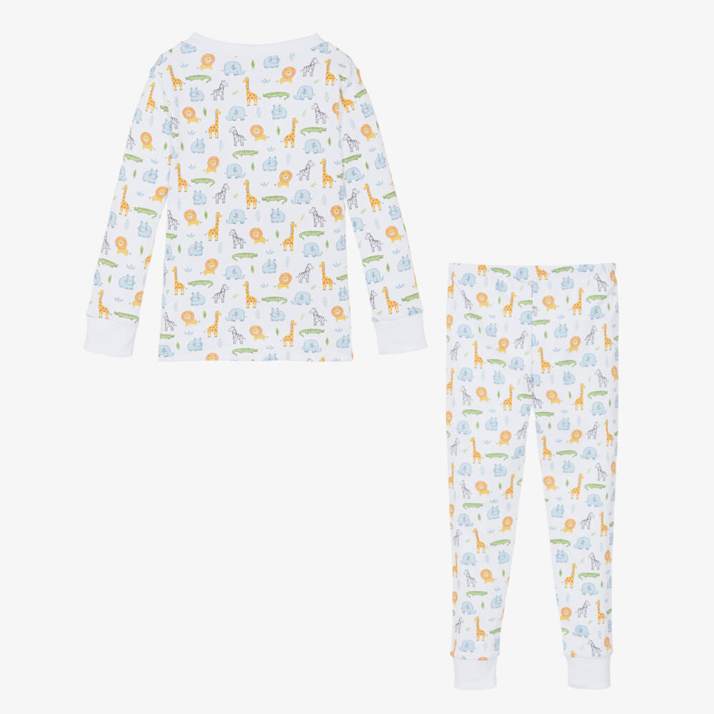 Kissy Kissy-White Safari Animal Cotton Pyjamas | Childrensalon