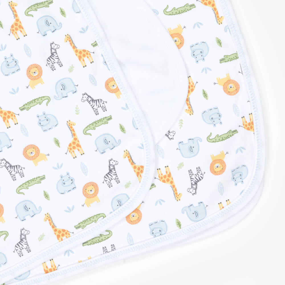 Kissy Kissy-White Safari Print Cotton Blanket | Childrensalon