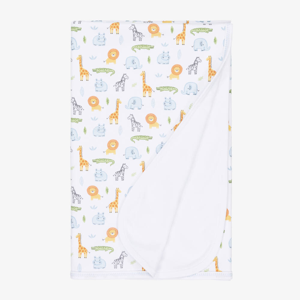 Kissy Kissy-White Safari Print Cotton Blanket | Childrensalon