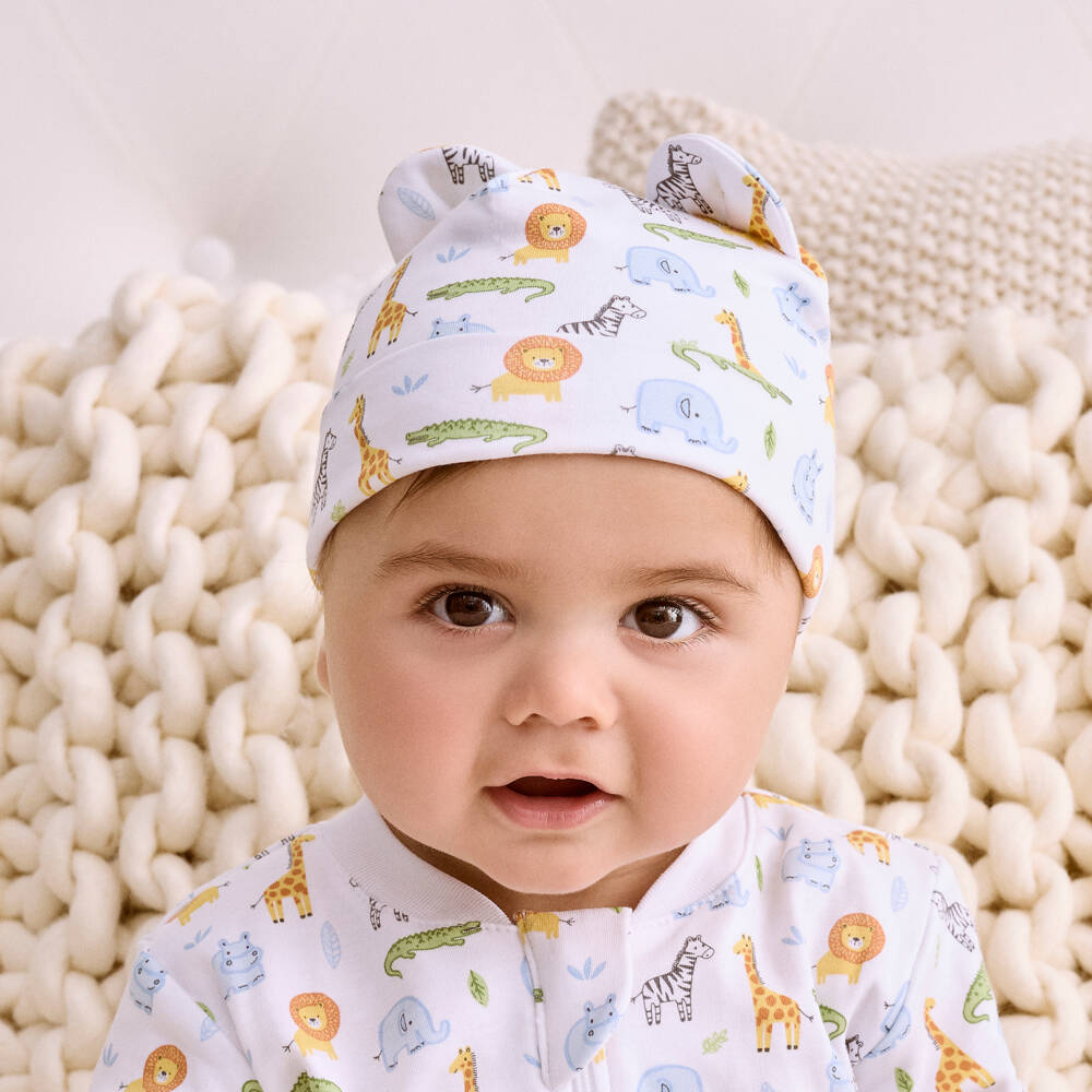 Kissy Kissy-Хлопковая шляпа с белым сафари принтом | Childrensalon