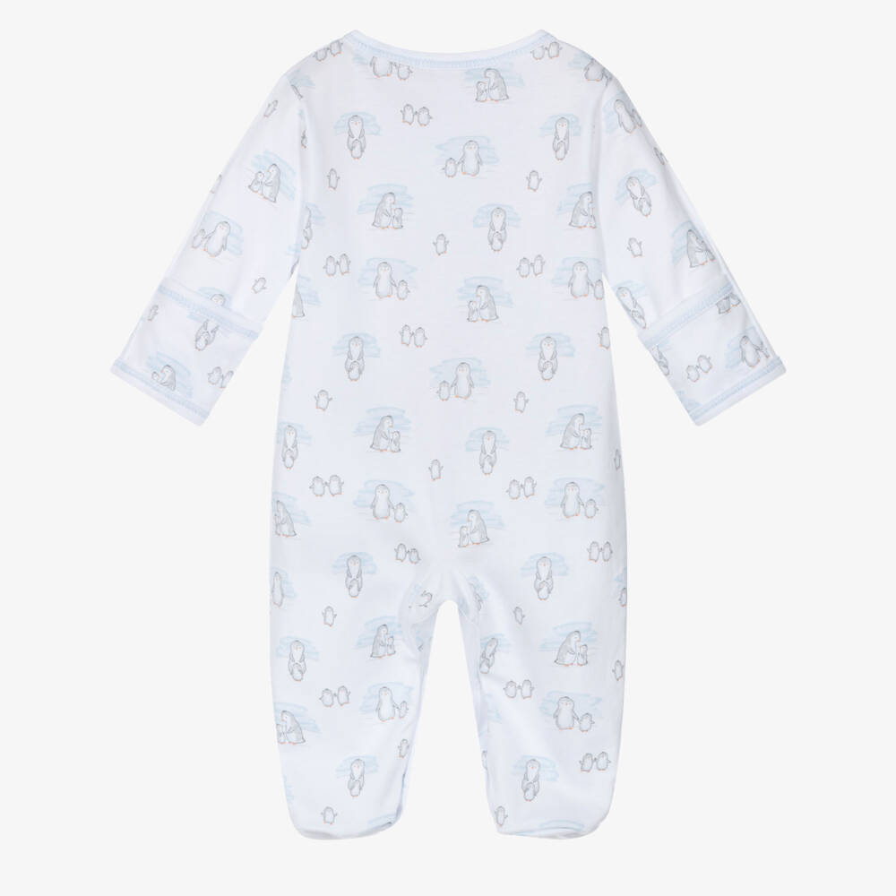Kissy Kissy-White Snow Happy Penguins Pima Cotton Babygrow | Childrensalon