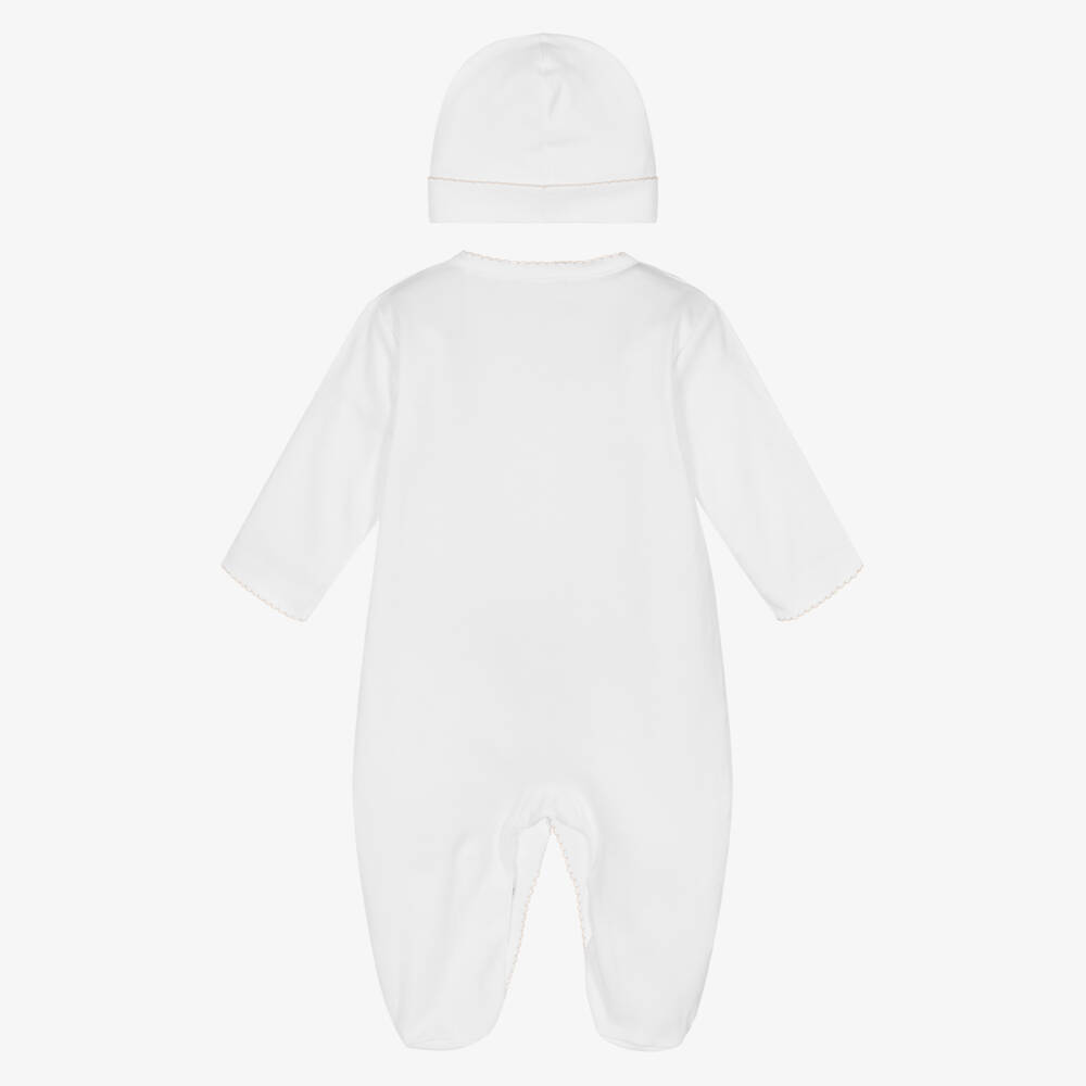 Kissy Kissy-White Teddy Bear Time Pima Cotton Babysuit Set | Childrensalon