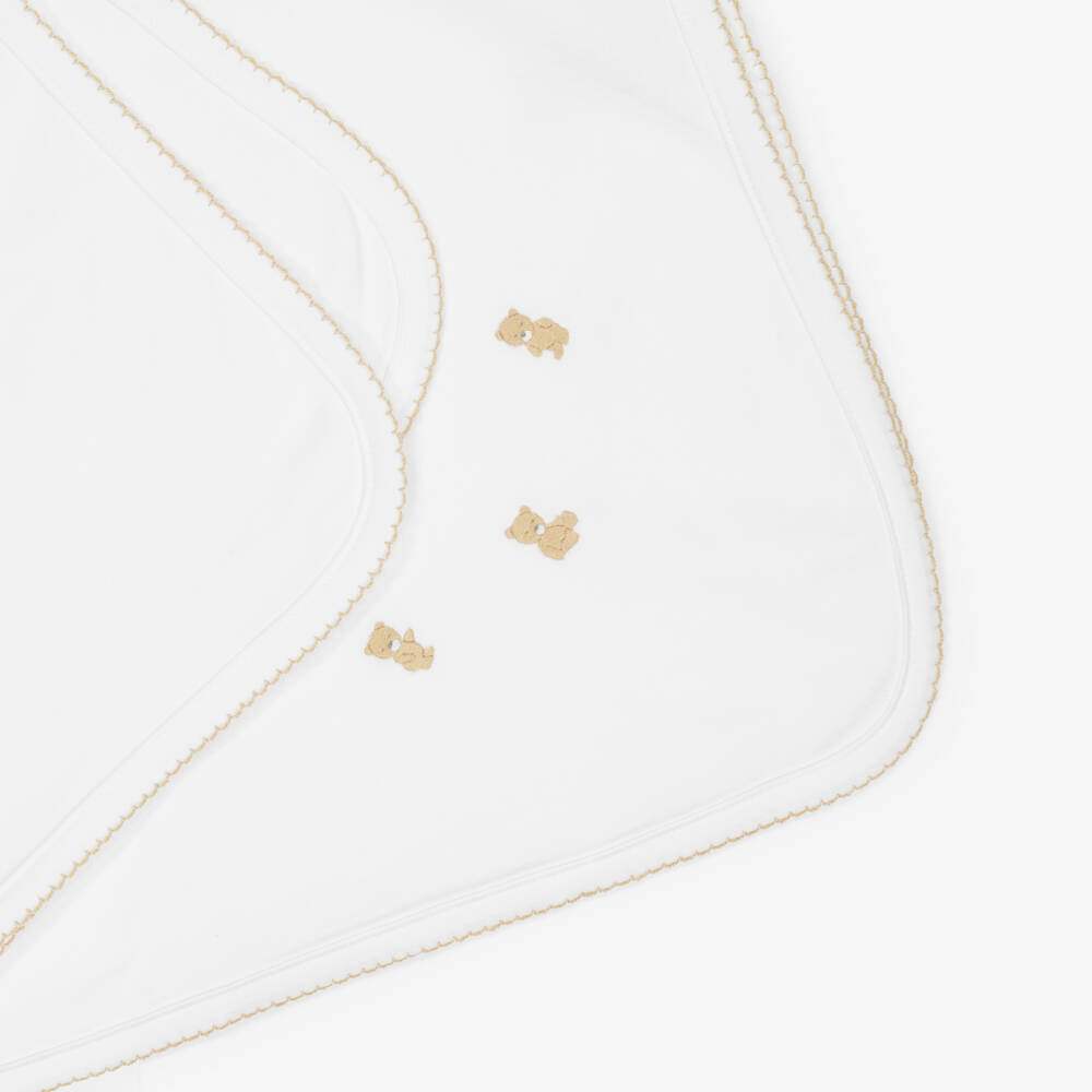 Kissy Kissy-Одеяло белое из хлопка пима с мишками (73см) | Childrensalon